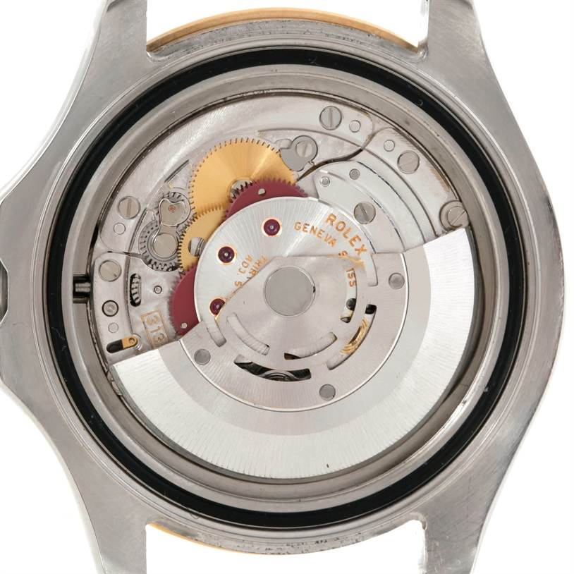 The image shows the back view of a Rolex Yacht-Master 16623 Men's Stainless Steel Grey Dial 16623 Men's Stainless Steel Grey Dial watch, displaying its intricate internal mechanism.
