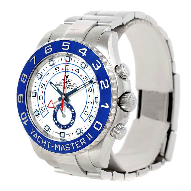 Rolex Yachtmaster II Stainless Steel Blue Bezel Mens Watch 116680 SwissWatchExpo