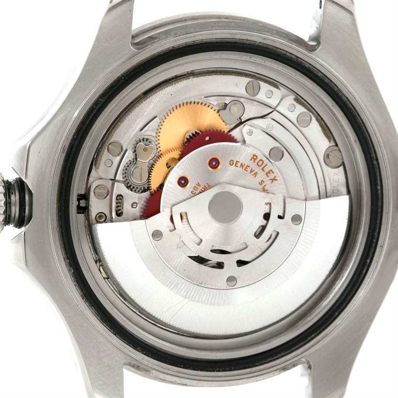 The image shows the inner mechanical movement of a Rolex Yacht-Master 16622 Men's Stainless Steel Silver Dial 16622 Men's Stainless Steel Silver Dial watch, viewed from the back casing.
