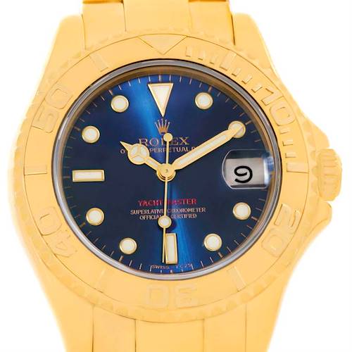 Photo of Rolex Yachtmaster Midsize 18K Yellow Gold Blue Dial Watch 68628