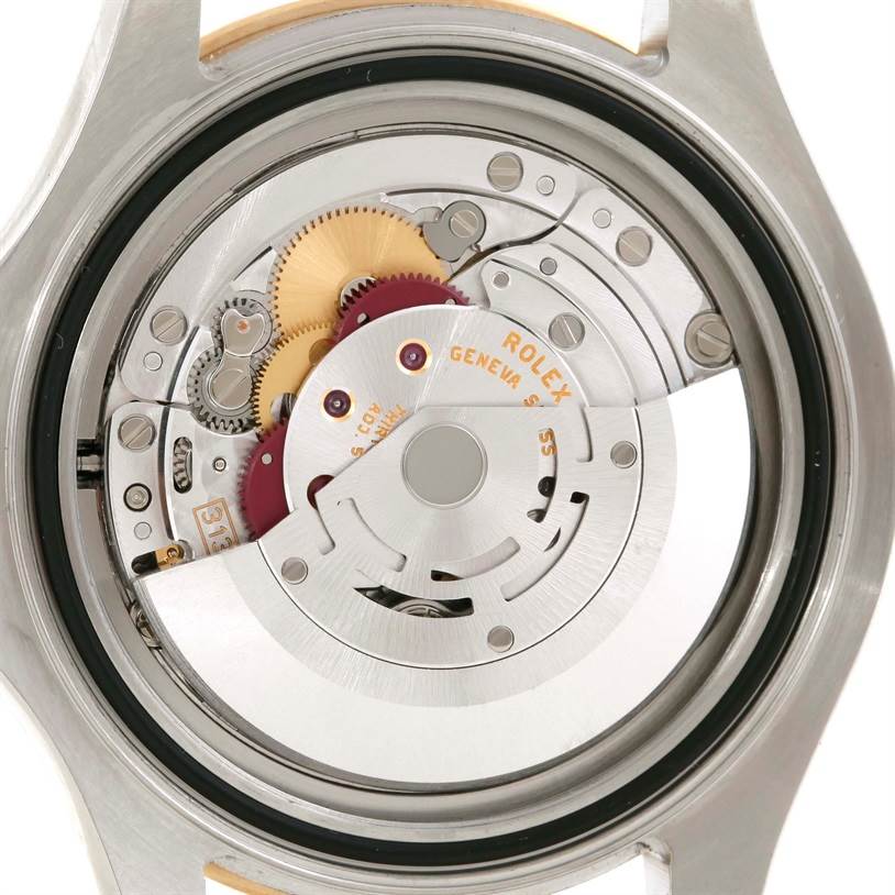 This image shows the internal mechanical movement of the Rolex Yacht-Master 16623 Men's Stainless Steel Champagne Dial 16623 Men's Stainless Steel Champagne Dial watch from a rear angle.