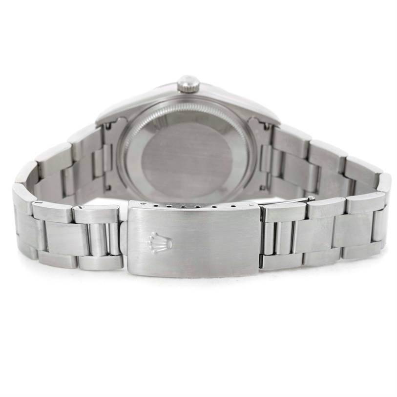 The image shows the back case and bracelet of a Rolex Air-King 14000 Men's Stainless Steel Pink Dial 14000 Men's Stainless Steel Pink Dial watch, viewed from the rear.