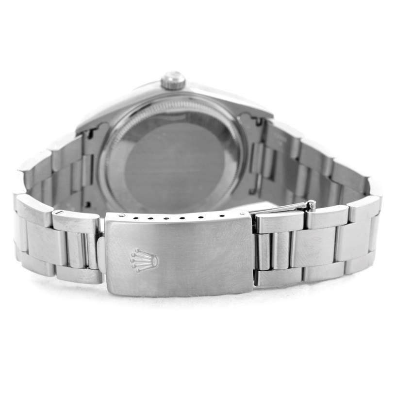 The image shows the clasp and back case of a Rolex Air-King 14000 Men's Stainless Steel Black Dial 14000 Men's Stainless Steel Black Dial watch from a rear angle.
