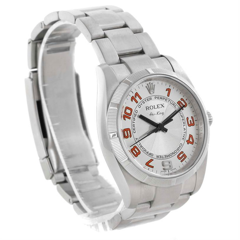 Rolex Air King Concentric Silver Orange Arabic Dial Mens Watch 114210 SwissWatchExpo