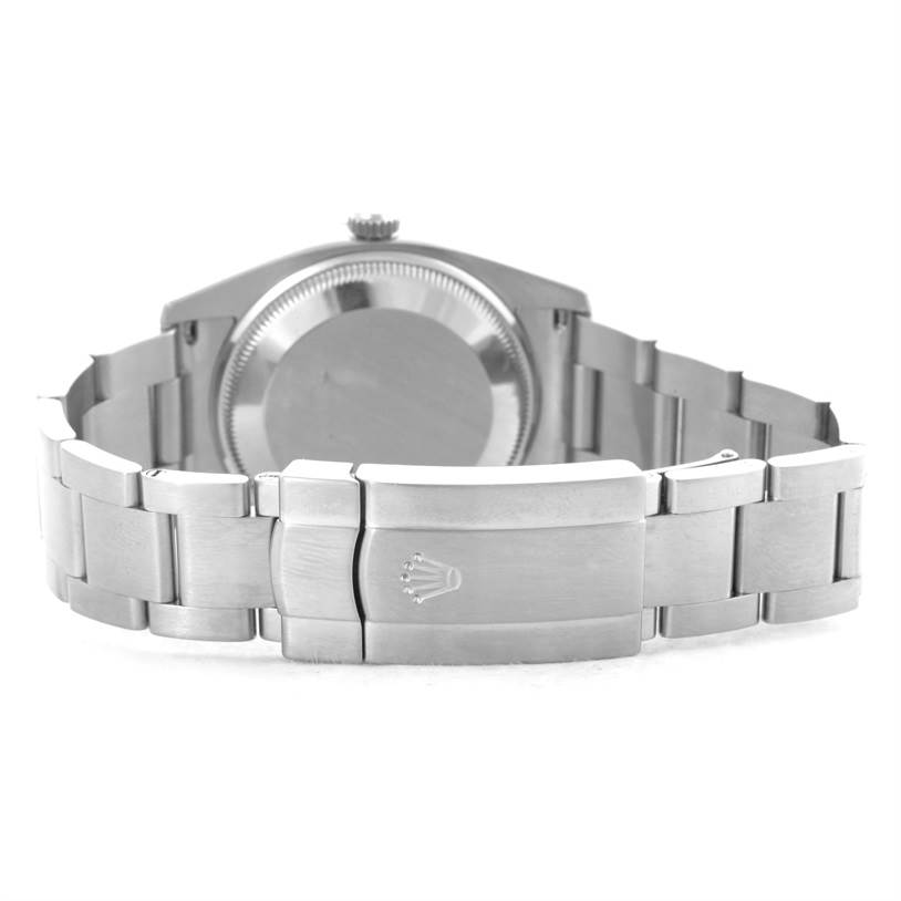 This image shows the back side and clasp of the Rolex Air-King 114210 Men's Stainless Steel Silver Dial 114210 Men's Stainless Steel Silver Dial watch, highlighting the bracelet and case back.