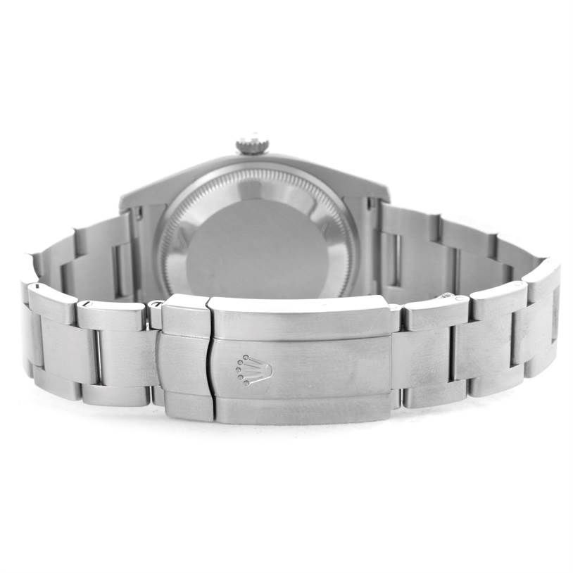 The image shows the back casing and bracelet clasp of a Rolex Air-King 114200 Men's Stainless Steel Silver Dial 114200 Men's Stainless Steel Silver Dial watch from a rear angle.