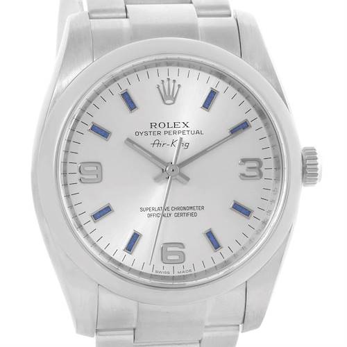 Photo of Rolex Oyster Perpetual Air King Blue Hour Markers Mens Watch 114200