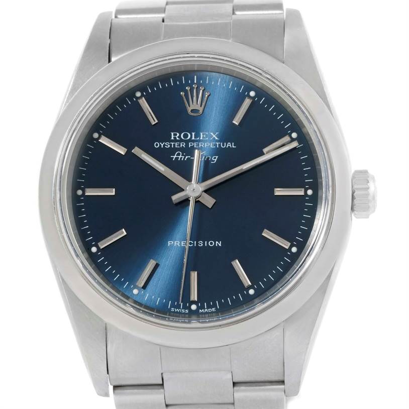 Rolex Air King Oyster Perpetual Blue Baton Dial Steel Watch 14000 ...