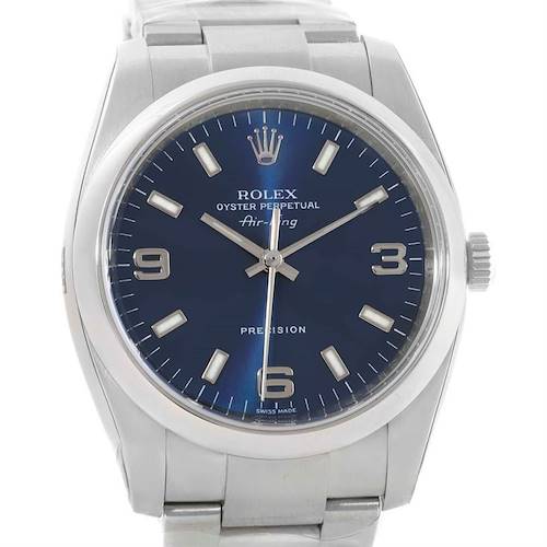 Photo of Rolex Oyster Perpetual Air King Blue Dial Watch 114200 Unworn