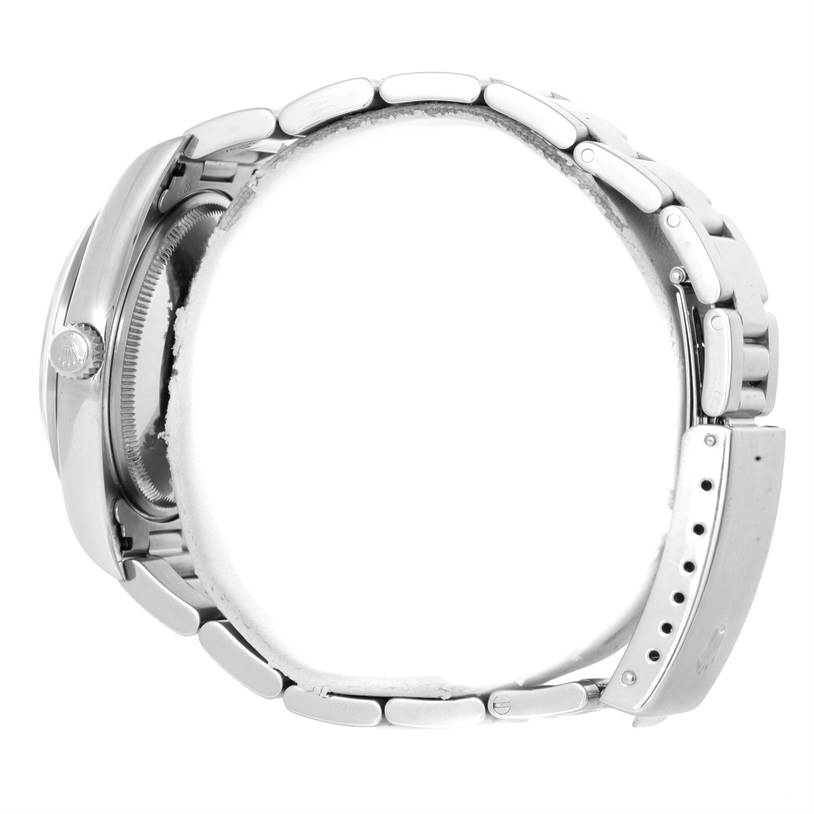 The image shows the side view of the Rolex Air-King 14000 Men's Stainless Steel Blue Dial 14000 Men's Stainless Steel Blue Dial watch, including the bracelet and clasp.