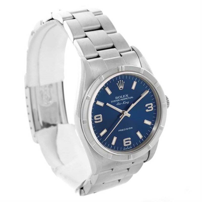 Rolex Air King Blue Dial Stainless Steel Mens Watch 14010 SwissWatchExpo