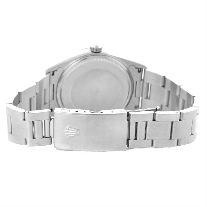 The image shows the back view of a Rolex Air-King 14000 Men's Stainless Steel Black Dial 14000 Men's Stainless Steel Black Dial watch, focusing on the bracelet and clasp.