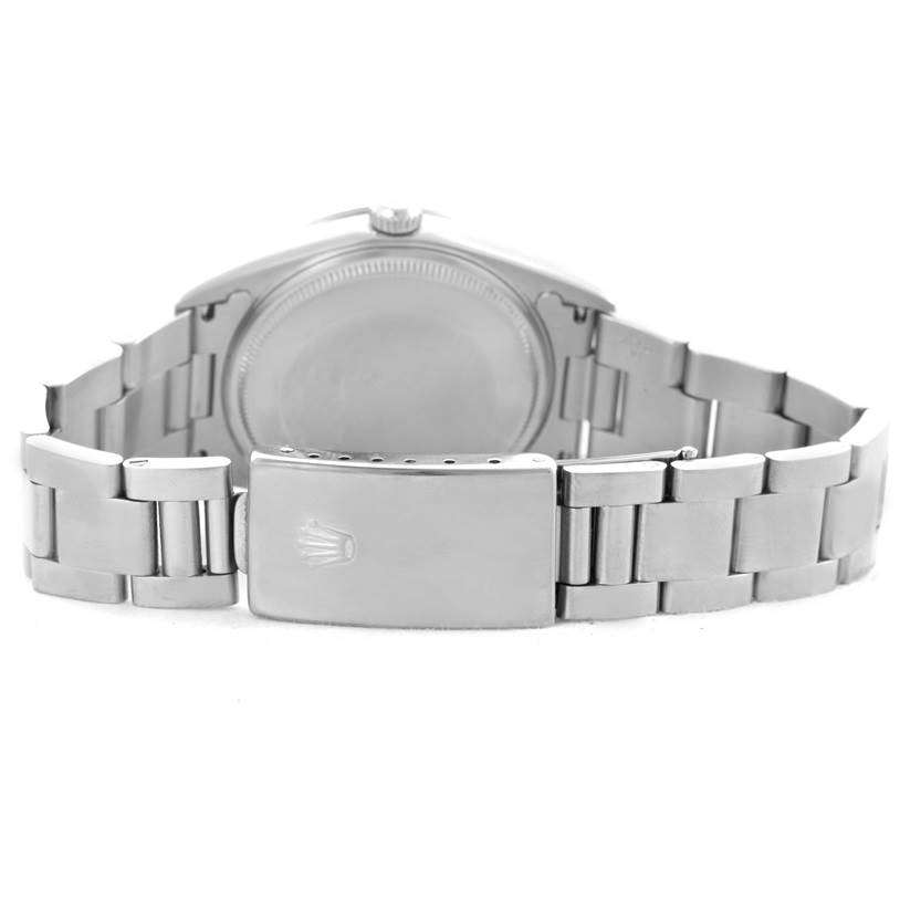 The image shows the back of a Rolex Air-King 14000 Men's Stainless Steel Black Dial 14000 Men's Stainless Steel Black Dial watch, highlighting the case back, bracelet, and clasp.