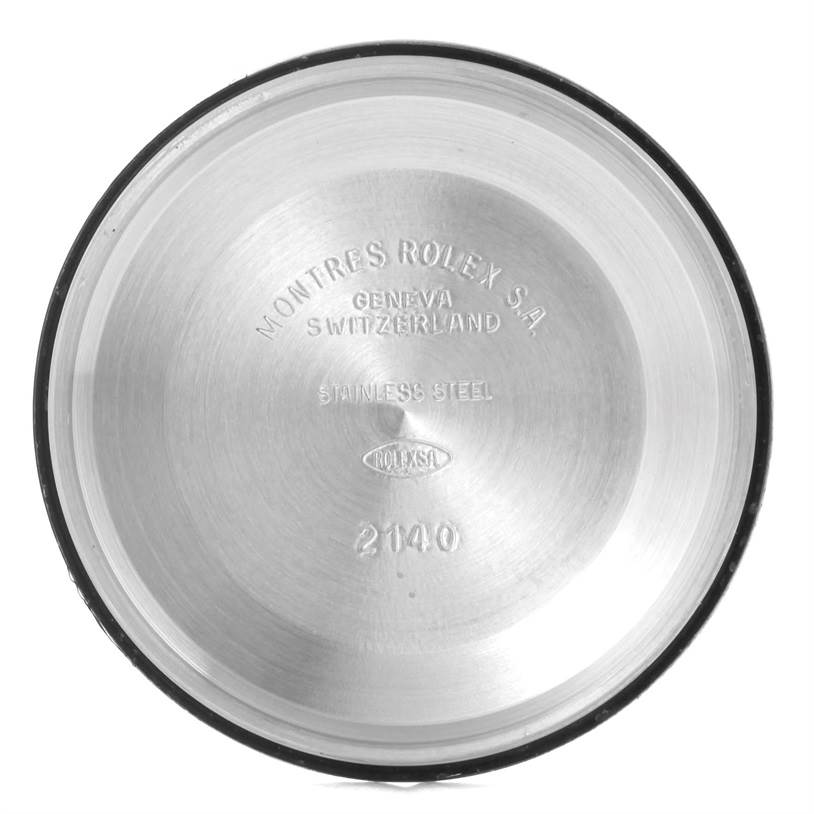 The image shows the interior of the case back of a Rolex Air-King 14000 Men's Stainless Steel Pink Dial 14000 Men's Stainless Steel Pink Dial watch.