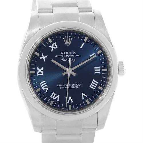 Photo of Rolex Oyster Perpetual Air King Blue Roman Dial Watch 114200