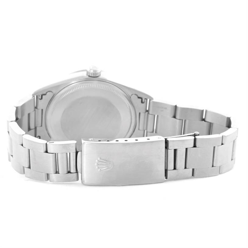 The image shows the back case and stainless steel bracelet of the Rolex Air-King 14000 Men's Stainless Steel Pink Dial 14000 Men's Stainless Steel Pink Dial watch.