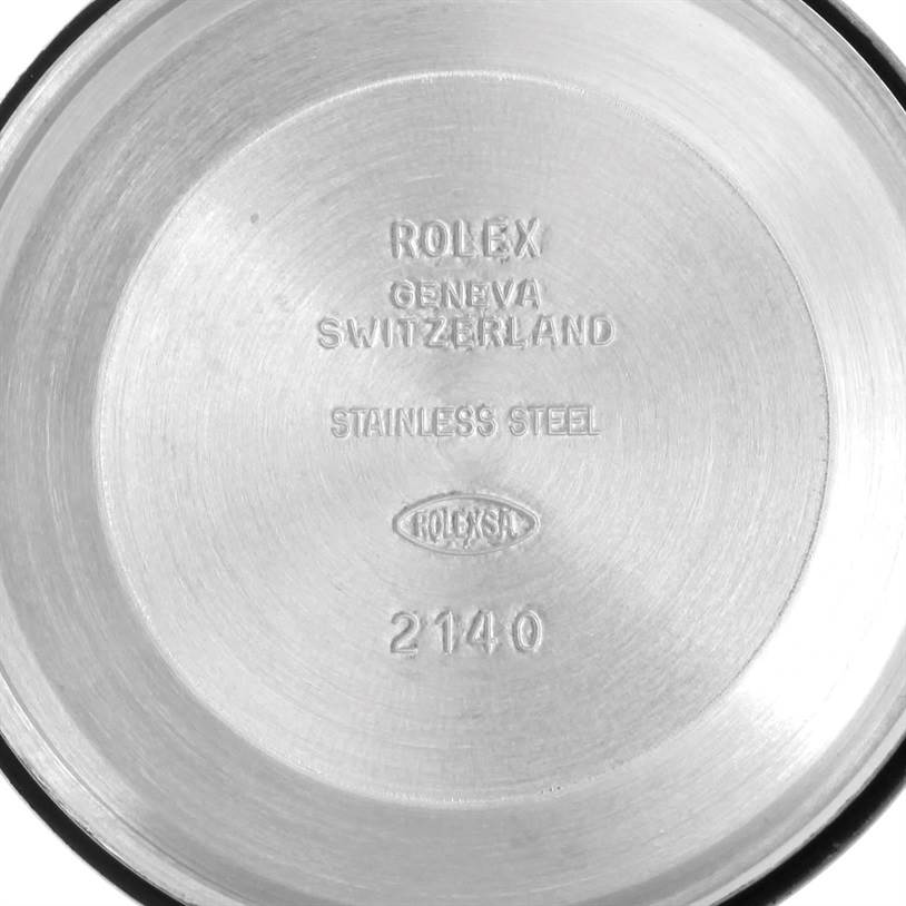 The image shows the interior of the case back for the Rolex Air-King 14000 Men's Stainless Steel White Dial 14000 Men's Stainless Steel White Dial watch, displaying its markings and model number.