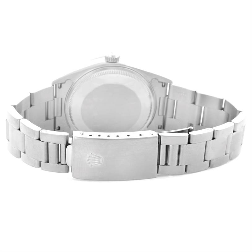 This image shows the back and bracelet of a Rolex Air-King 14000 Men's Stainless Steel White Dial 14000 Men's Stainless Steel White Dial watch.