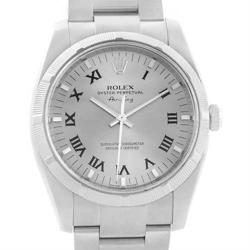 Photo of Rolex Air King Silver Roman Dial Stainless Steel Watch 114210