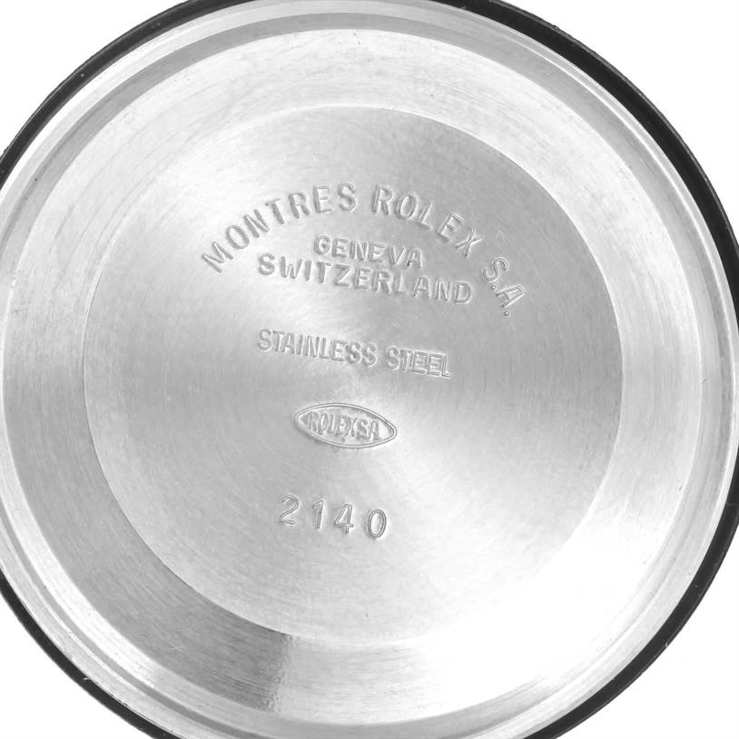 The image shows the interior view of the case back for a Rolex Air-King 14000 Men's Stainless Steel Pink Dial 14000 Men's Stainless Steel Pink Dial watch made of stainless steel.