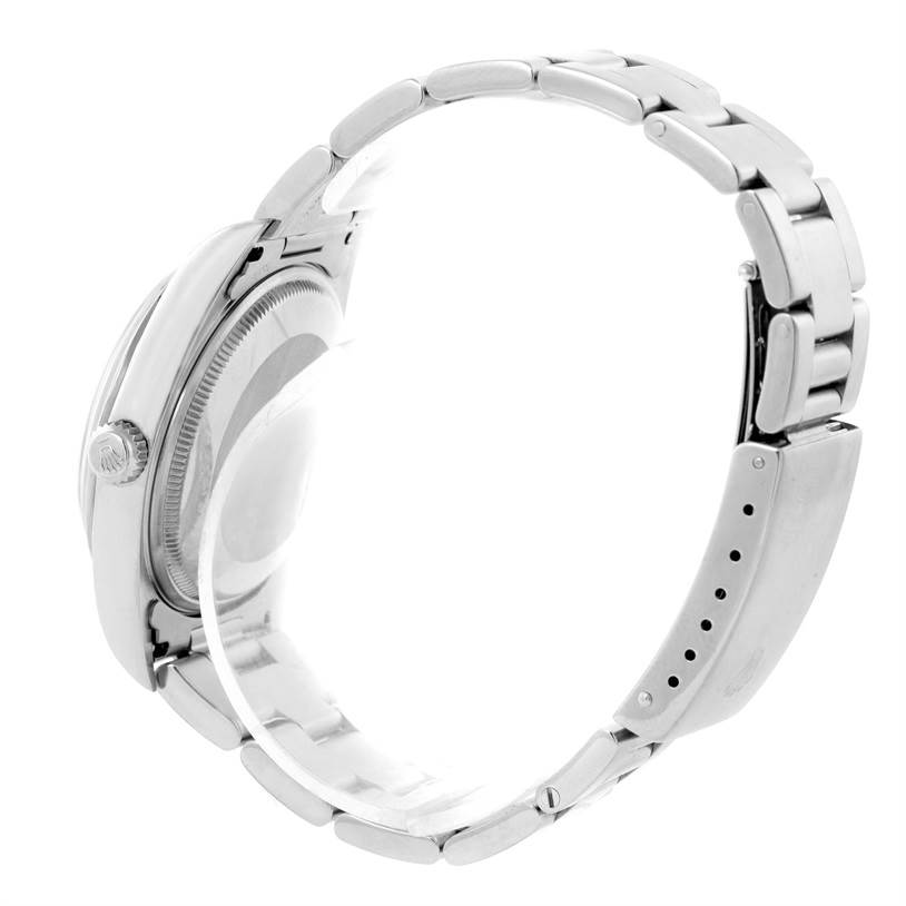 The image shows a side view of the Rolex Air-King 14000 Men's Stainless Steel Pink Dial 14000 Men's Stainless Steel Pink Dial watch, highlighting the bracelet, clasp, and crown.