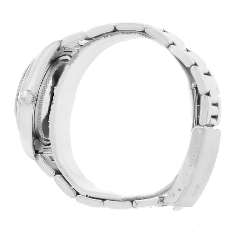 The image shows a side view of a Rolex Air-King 14000 Men's Stainless Steel Blue Dial 14000 Men's Stainless Steel Blue Dial watch, highlighting the watch case and band.