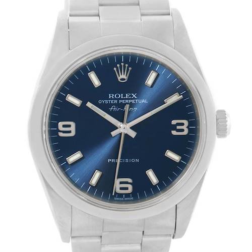 Photo of Rolex Air King Oyster Perpetual Blue Dial Stainless Steel Watch 14000