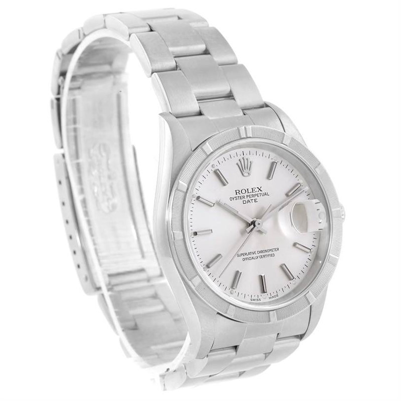 Rolex Date Stainless Steel Silver Dial Oyster Bracelet Mens Watch 15210 SwissWatchExpo