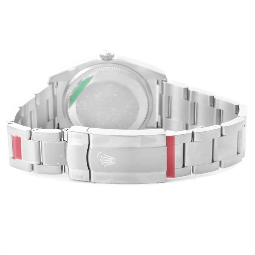 The image shows the back and bracelet clasp of a Rolex Air-King 114200 Men's Stainless Steel Silver Dial 114200 Men's Stainless Steel Silver Dial watch.