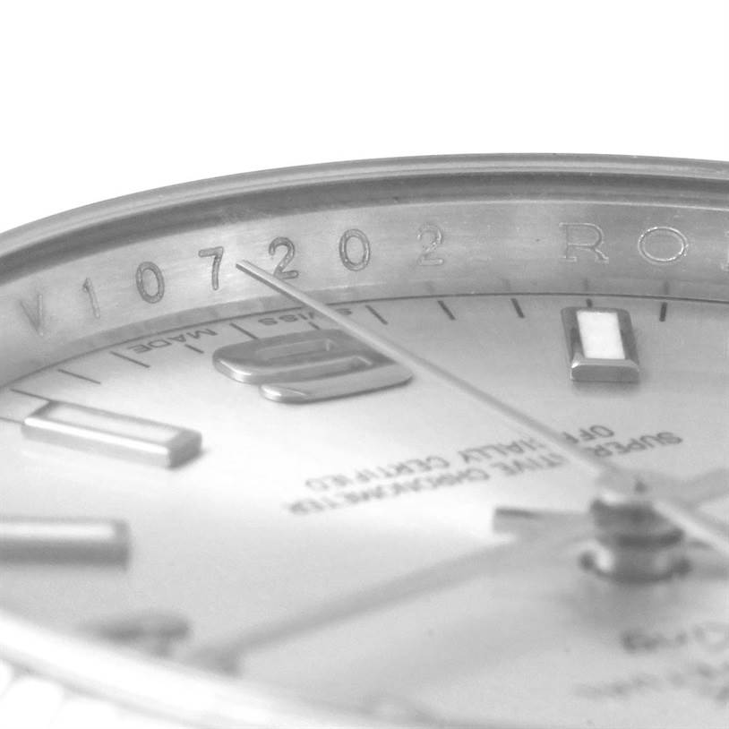 The image shows a close-up angle of the dial and bezel of a Rolex Air-King 114234 Men's Stainless Steel Silver Dial 114234 Men's Stainless Steel Silver Dial watch, highlighting the reference number and hour markers.