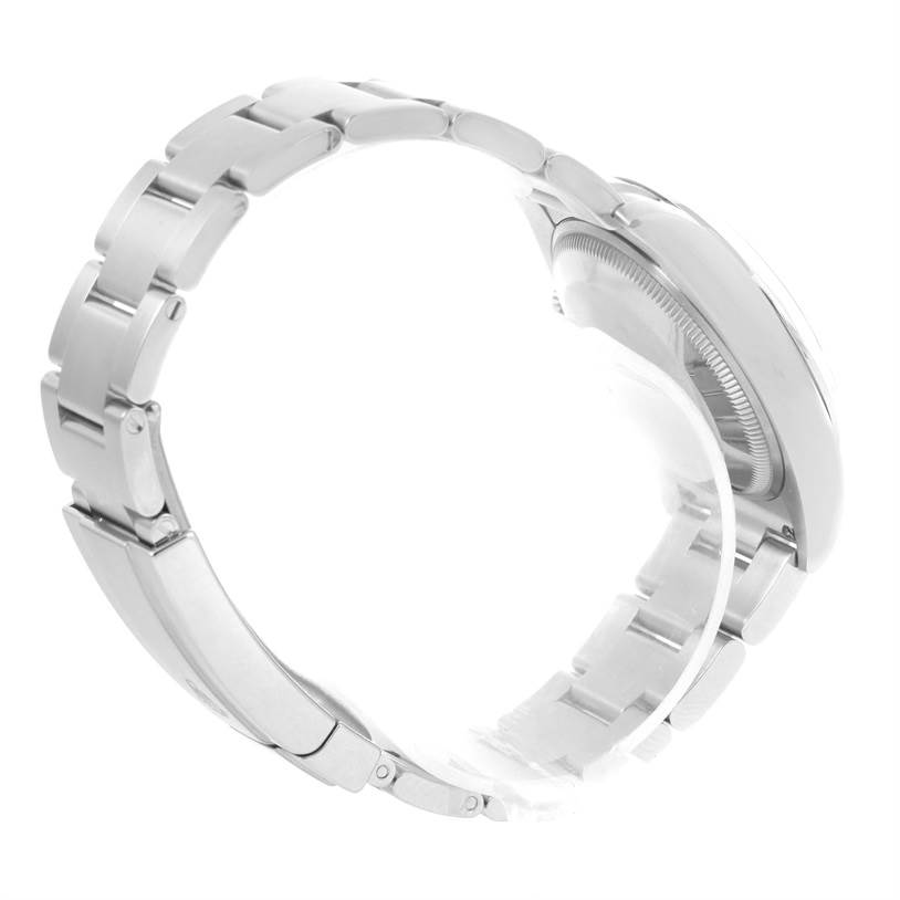 The image shows the side view of the bracelet and case back of a Rolex Air-King 114200BLASO Men's Stainless Steel Blue Dial 114200BLASO Men's Stainless Steel Blue Dial watch.