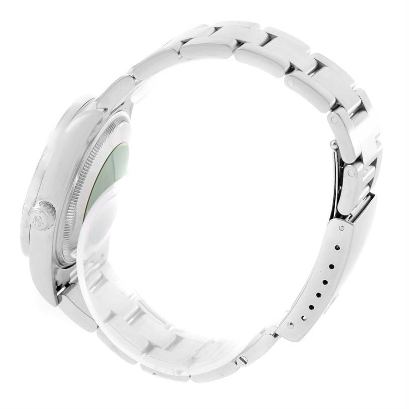 This image shows the side profile of a Rolex Air-King 14010 Men's Stainless Steel Blue Dial 14010 Men's Stainless Steel Blue Dial watch, focusing on the bracelet and the side of the case with the crown visible.