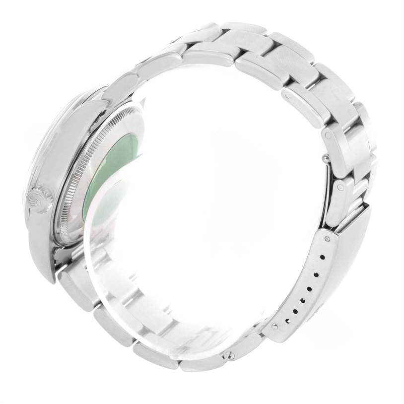 The image shows a side view of a Rolex Air-King 14000 Men's Stainless Steel Pink Dial 14000 Men's Stainless Steel Pink Dial watch, focusing on the bracelet and the case's profile.