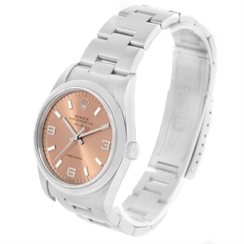 Rolex Oyster Perpetual Air King Salmon Dial Oyster Bracelet Watch 14000 ...