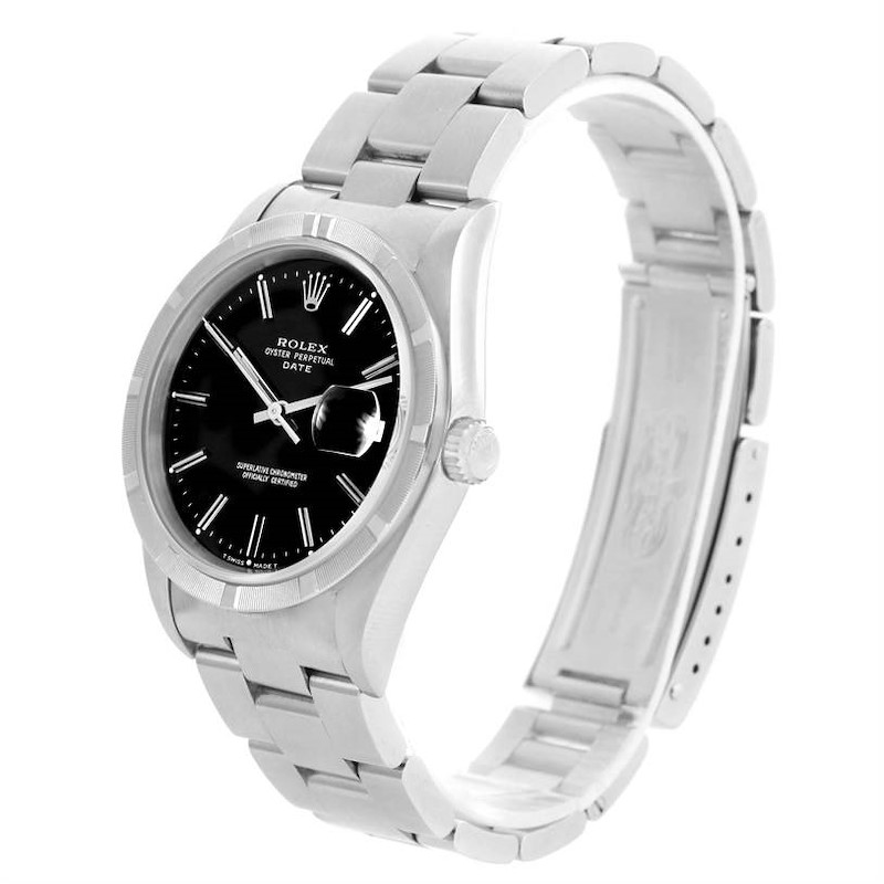 Rolex Date Stainless Steel Black Dial Automatic Mens Watch 15210 SwissWatchExpo