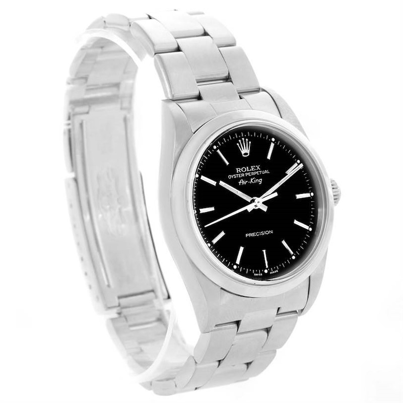 Rolex Oyster Perpetual Air King Black Dial Steel Mens Watch 14000 SwissWatchExpo