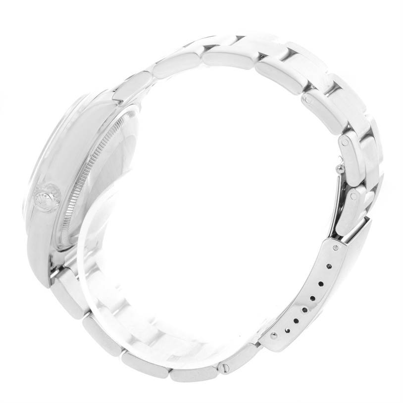 The image shows a side profile of the Rolex Air-King 14000 Men's Stainless Steel Black Dial 14000 Men's Stainless Steel Black Dial watch, focusing on the case and bracelet with the clasp.