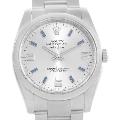 Photo of Rolex Air King Arabic Blue Index Dial Stainless Steel Watch 114200