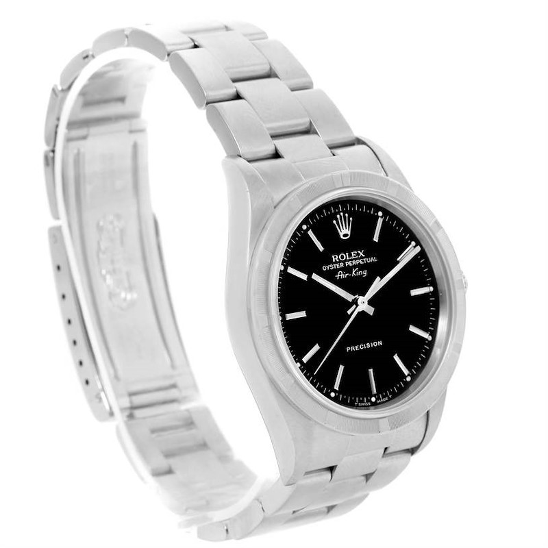 Rolex Air King Black Dial Oyster Bracelet Steel Mens Watch 14010 SwissWatchExpo