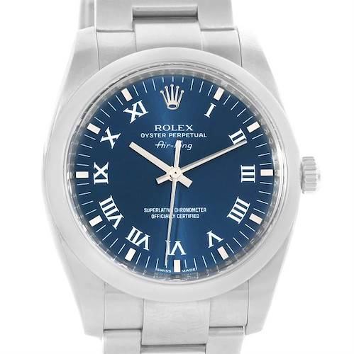 Photo of Rolex Air King Blue Roman Dial Steel Mens Watch 114200 Box Papers