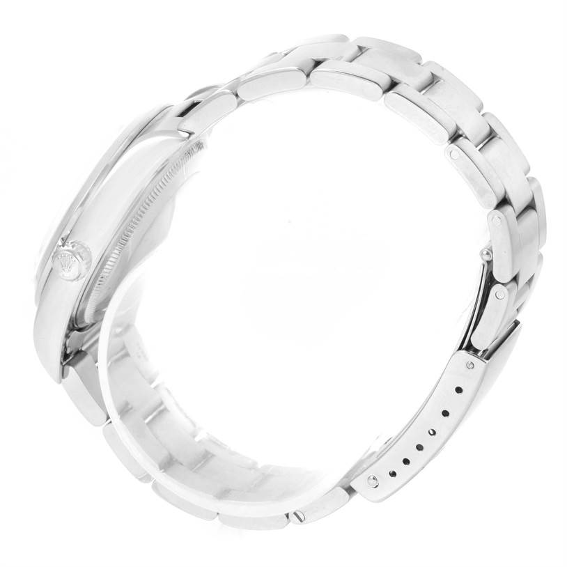 The image shows the side view of the Rolex Air-King 14000 Men's Stainless Steel Silver Dial 14000 Men's Stainless Steel Silver Dial watch, highlighting the bracelet and clasp.