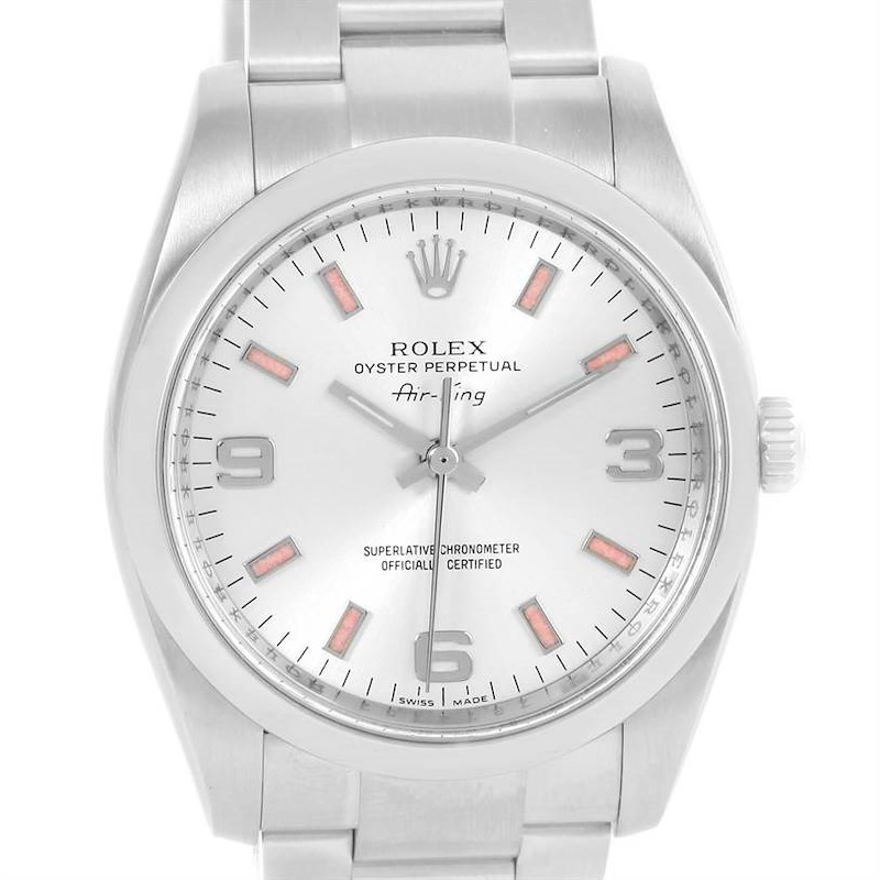 Rolex Air King Arabic Pink Index Dial Stainless Steel Watch 114200 SwissWatchExpo