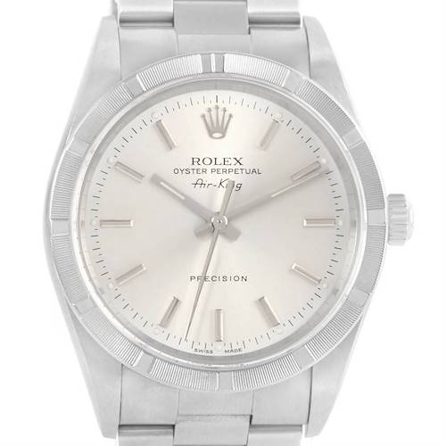 Photo of Rolex Air King Stainless Steel Silver Baton Dial Mens Watch 14010