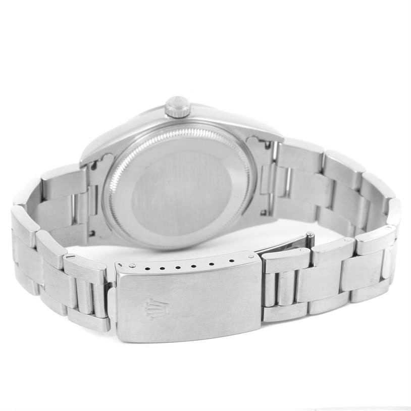 The image shows the back case and bracelet of a Rolex Air-King 14000 Men's Stainless Steel Black Dial 14000 Men's Stainless Steel Black Dial watch from a rear angle.