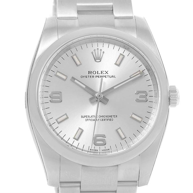 Rolex Air King Silver Arabic Dial Automatic Watch 114200 Unworn SwissWatchExpo