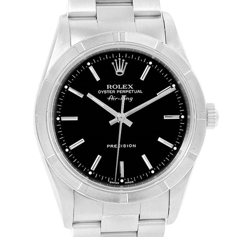 Rolex Air King Black Index Dial Stainless Steel Mens Watch 14010 SwissWatchExpo