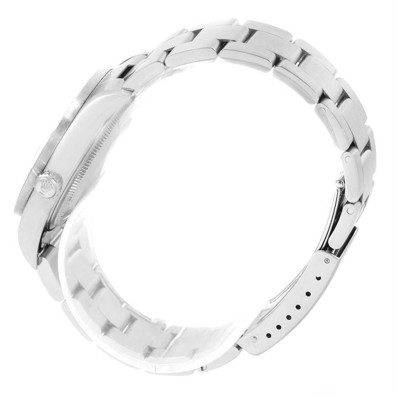 The image shows a side view of the Rolex Air-King 14010 Men's Stainless Steel White Dial 14010 Men's Stainless Steel White Dial watch, highlighting the bracelet and part of the case and crown.