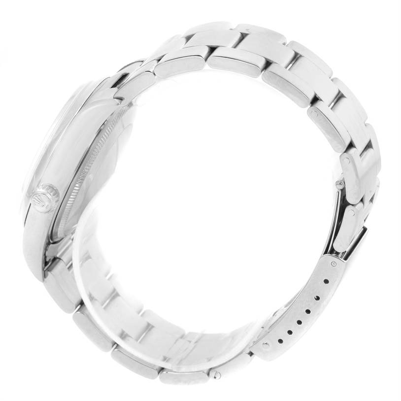 The image shows a side view of the Rolex Air-King 14000 Men's Stainless Steel White Dial 14000 Men's Stainless Steel White Dial watch, focusing on the bracelet and crown.