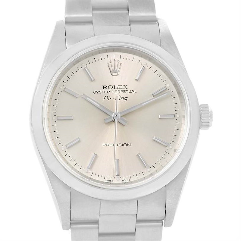 Rolex Air King Silver Dial Oyster Bracelet Stainless Steel Watch 14000 SwissWatchExpo