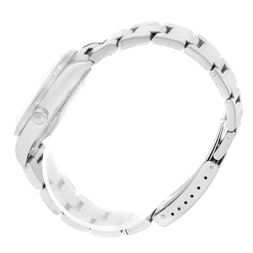 The side profile shows the crown, case, and bracelet of the Rolex Air-King 14010 Men's Stainless Steel Silver Dial 14010 Men's Stainless Steel Silver Dial watch.